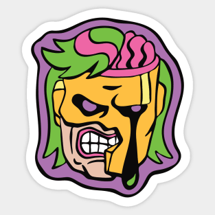 Angry Eye Dripping Masked Cartoon Head Sticker